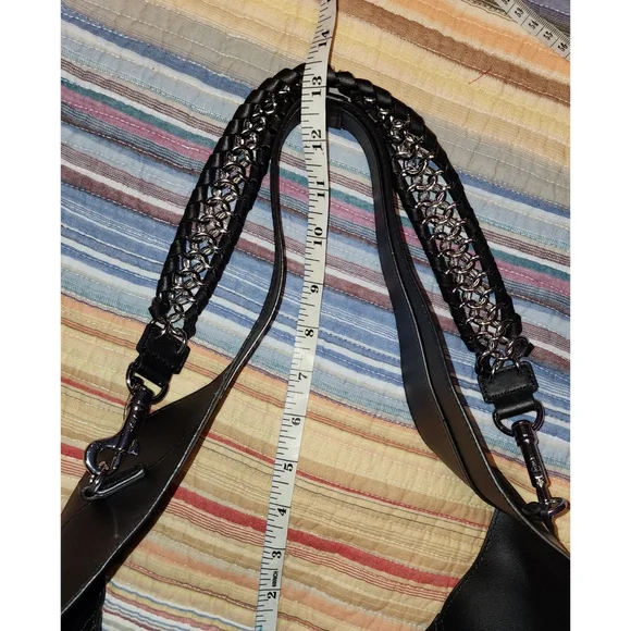 NWT DKNY Black Leather Hobo Shoulder Handbag Black w/ Silver Chain Accent - Picture 16 of 16